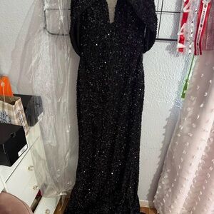 Elegant Black Sequin Evening Gown